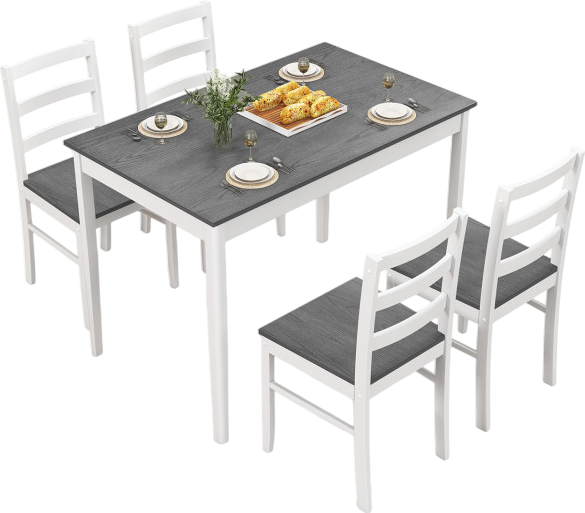 Costway 5-Piece Wooden Dining Room Set with Rectangular Table & 4 Chairs - Modern Kitchen & Dining Furniture for Small Spaces, Apartments, Breakfast Nook