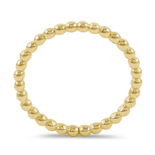 14K Yellow Gold Stackable Bead Ring for Women - Dainty Minimalist Jewelry - Perfect for Layering, Everyday Wear & Gift Giving