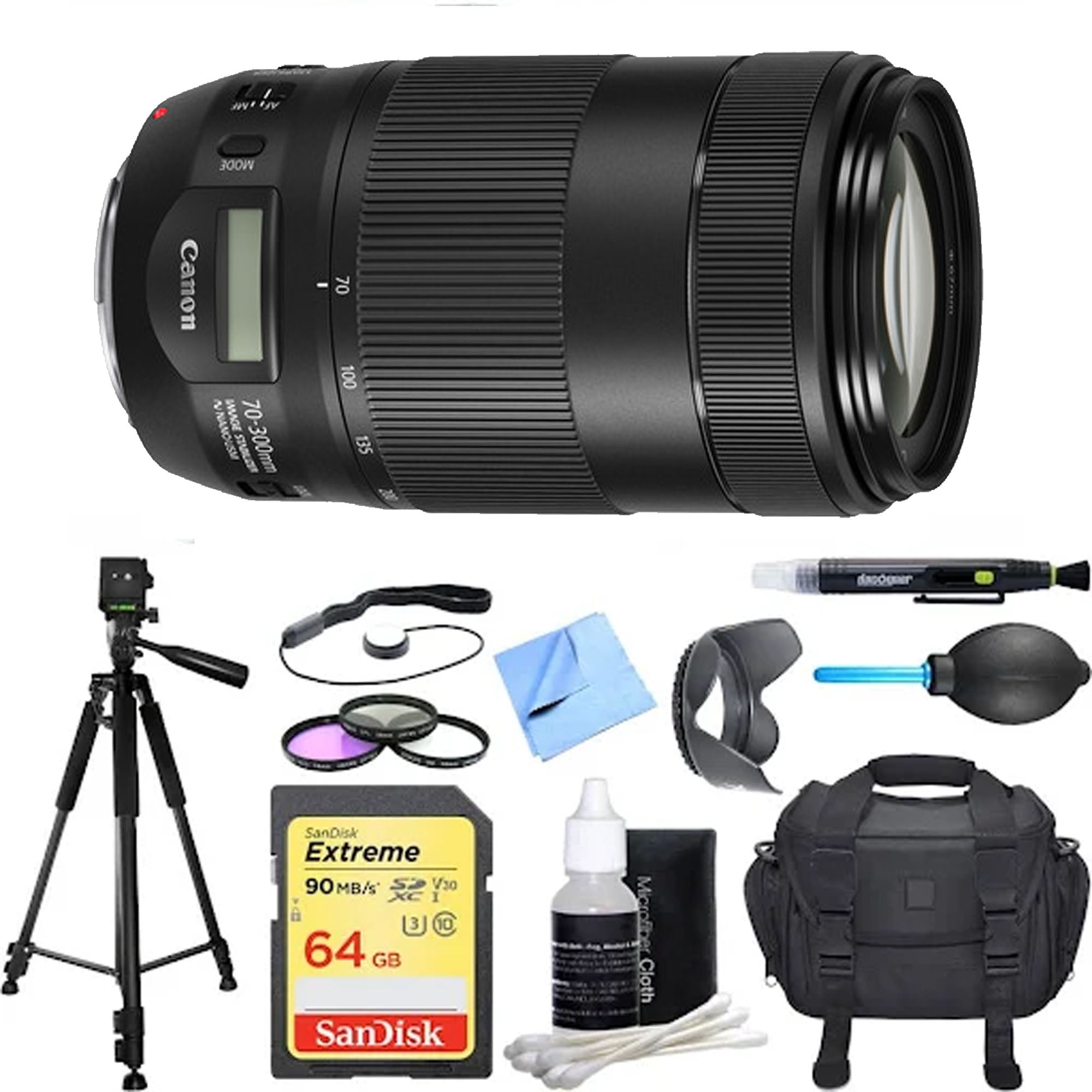 Canon EF 70-300mm f/4-5.6 IS II USM Telephoto Zoom Lens with Image Stabilizer & Ultrasonic Motor - Includes 64GB Memory Card - Perfect for Wildlife, Sports & Travel Photography