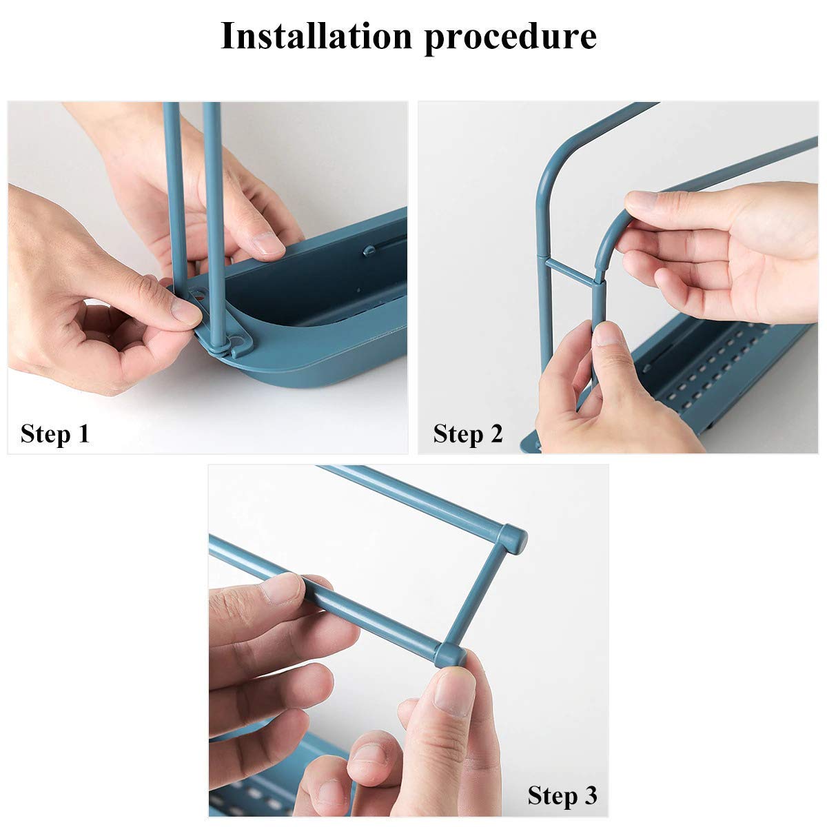Expandable Plastic Kitchen Sink Storage Rack - Adjustable Drain Basket & Faucet Holder for Sponges, Soap, Dish Brushes with Towel Hanger (Multicolor) | Perfect for Small Kitchen Organization & Countertop Space Saving