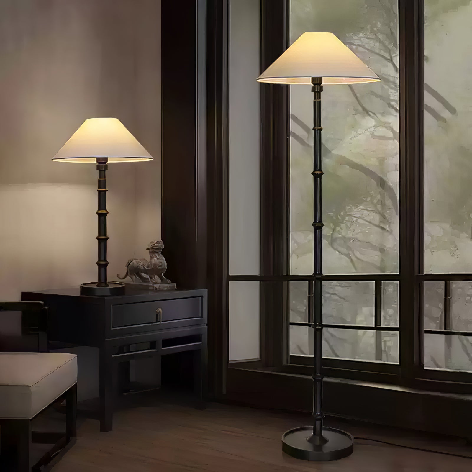 Modern Bamboo Knot Floor Lamp - Natural Wooden Standing Light for Living Room, Bedroom & Office - Eco-Friendly Home Decor with Warm Ambient Lighting