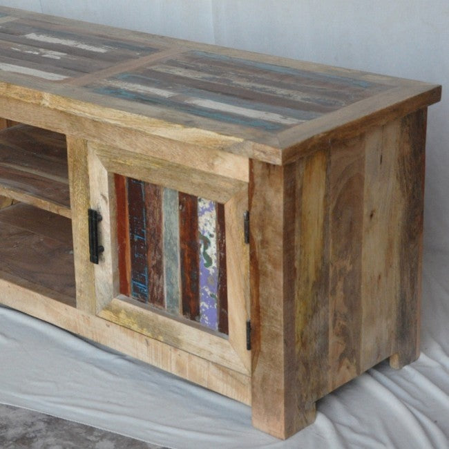 Reclaimed Wood & Mango Wood TV Stand Entertainment Center - 59 Inch Natural Wood Media Console for Living Room, Home Theater & Entertainment Spaces