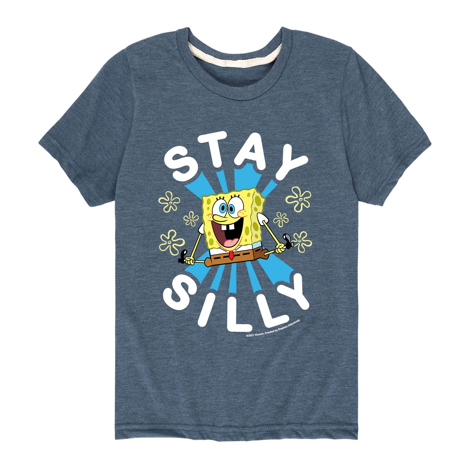 Spongebob Squarepants Stay Silly Toddler & Youth Short Sleeve T-Shirt - Soft Cotton Kids Tee - Funny Cartoon Character Shirt for Boys & Girls - Perfect for Playdates, Birthday Parties & Everyday Wear