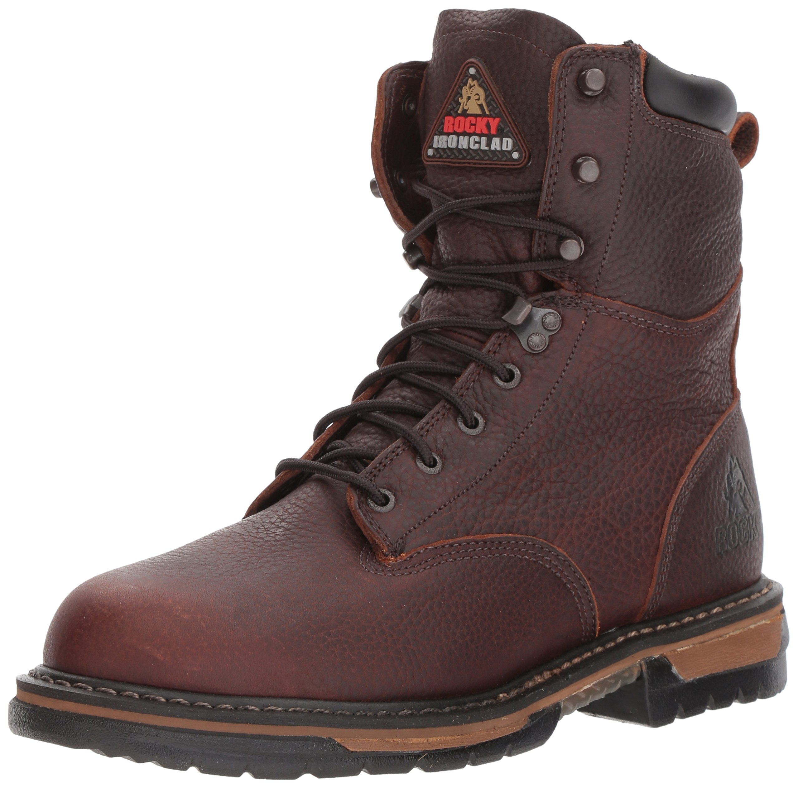 Rocky Men's Iron Clad 8-Inch Work Boots - Waterproof Steel Toe Safety Shoes for Construction, Hiking & Outdoor Work