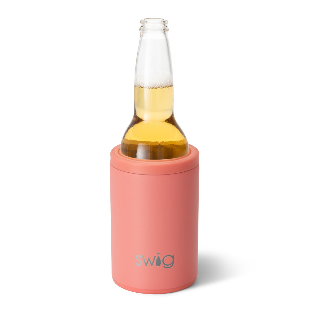 12oz Coral Can & Bottle Cooler - Insulated Beverage Sleeve for Cans, Bottles, and Tumblers - Perfect for Beach, Picnics, and Outdoor Activities
