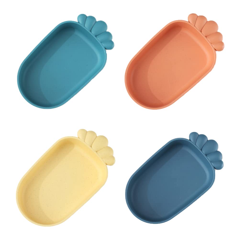 HEMOTON 4Pcs Wheat Straw Plates - Eco-Friendly Baby Food Serving Trays for Home & Travel