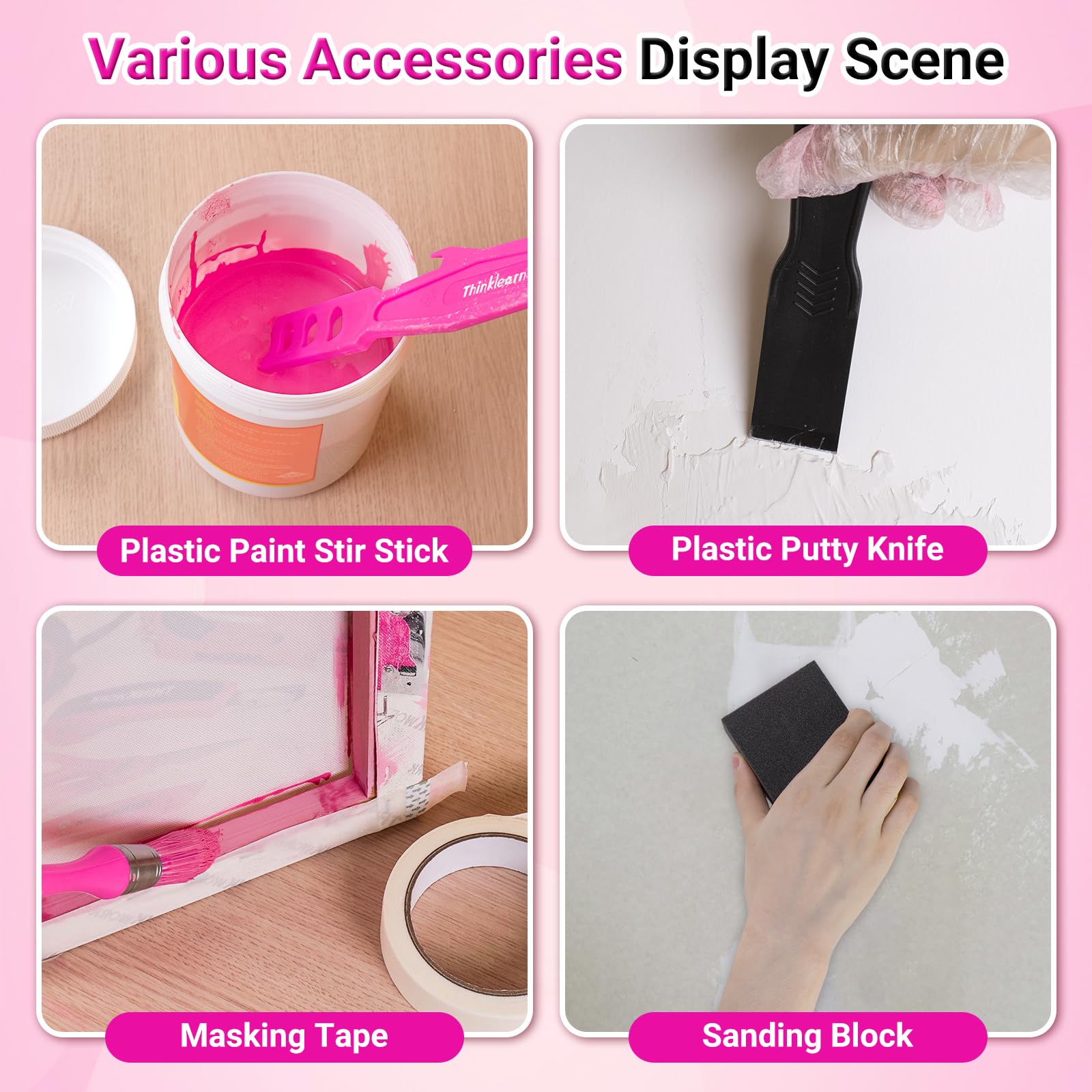 Premium Paint Roller Kit - 24PCS Pink Painting Supplies Set with 4 & 9 Inch Roller Frames, Covers, Brushes & Tray for Interior Walls - Perfect for Home DIY Projects & Professional Wall Painting