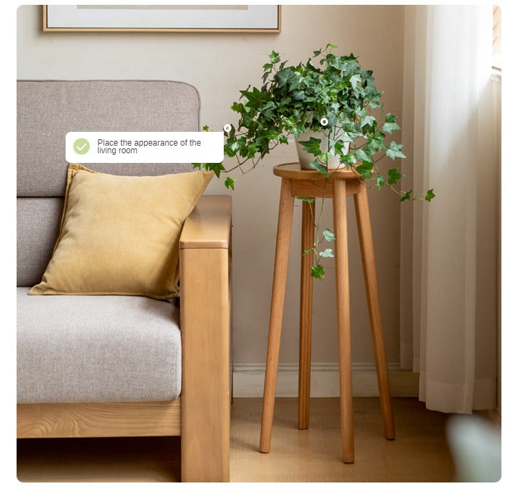 Solid Oak Wood Modern Small Flower Stand - Elegant Plant Display for Home, Office, and Garden Decor