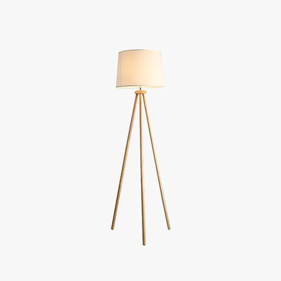 Modern White Cylindrical Wooden Tripod Floor Lamp - Adjustable Height Living Room Lighting for Bedroom, Office & Reading Nook - Warm Ambient Light for Cozy Home Decor