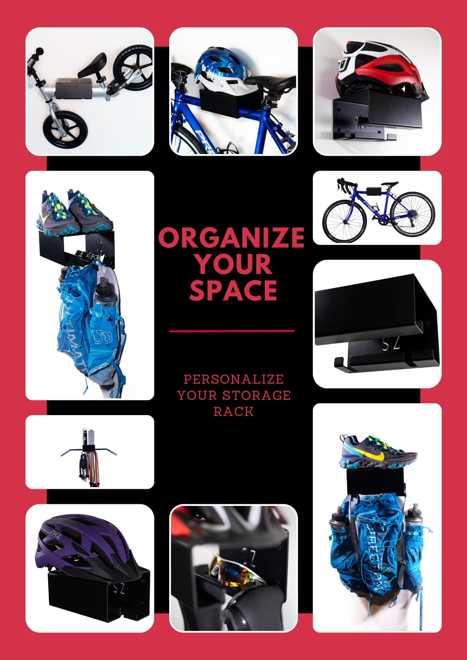 Kids Bike Wall Mount - Space-Saving Bike Stand & Garage Hooks for Bike Storage | Perfect for Garage Organization, Gym Storage & Home Bike Rack Solutions