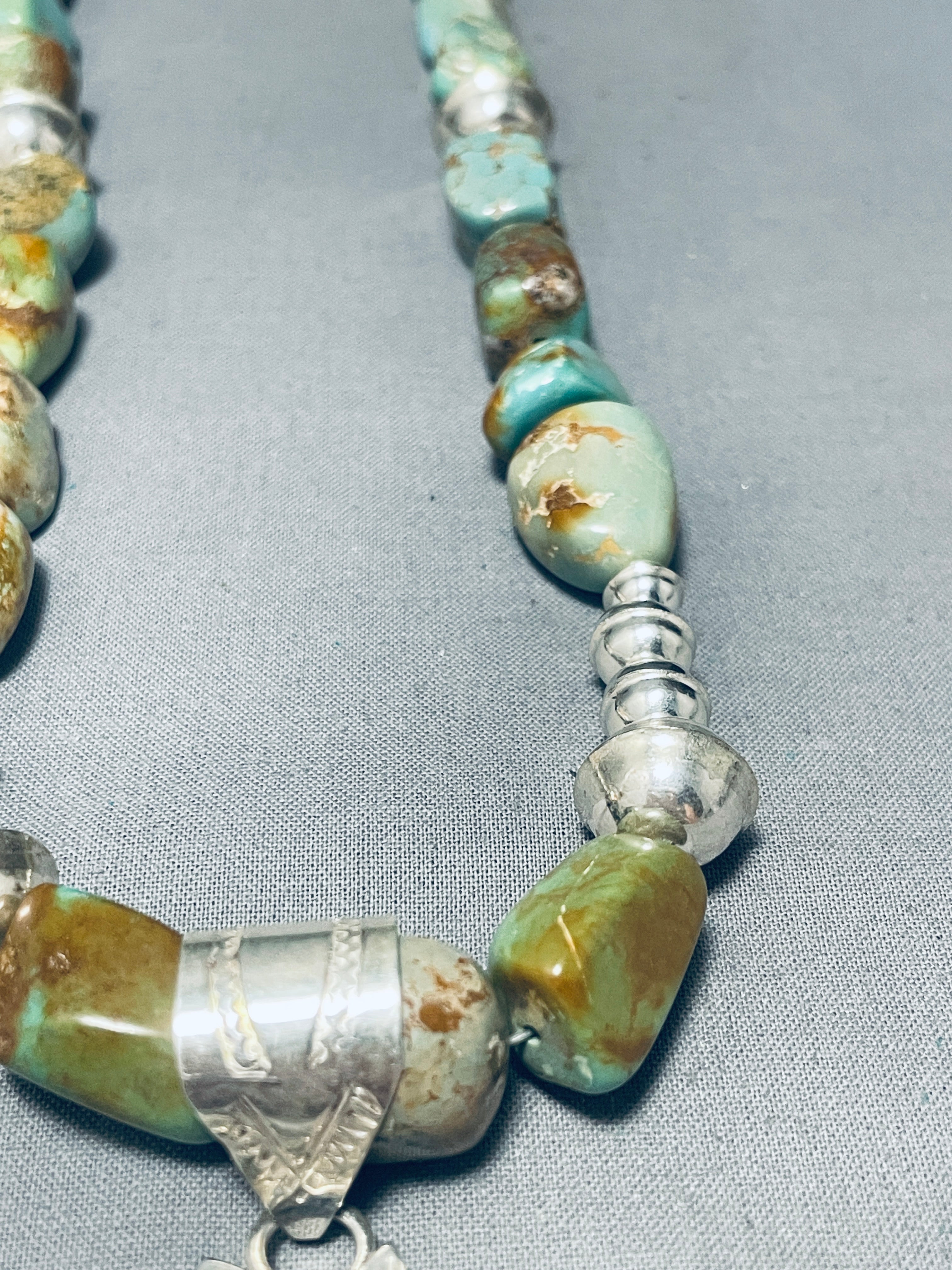 Authentic Navajo Sterling Silver Necklace with Green Turquoise - 115g Handcrafted Jewelry for Women, Perfect for Boho Fashion, Weddings & Special Occasions