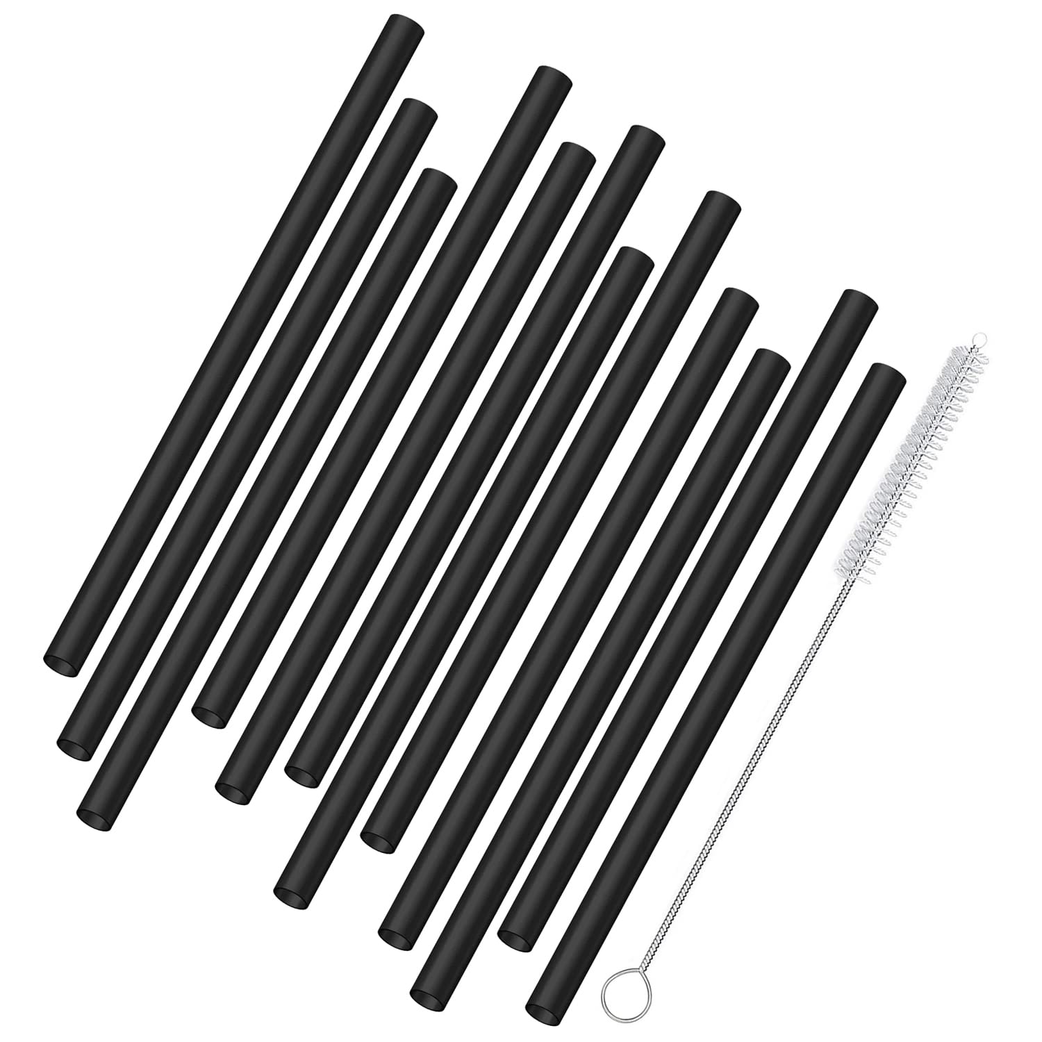 Eco-Friendly Reusable Drinking Straws 12-Pack with Brush - Dishwasher Safe for Cocktails & Smoothies