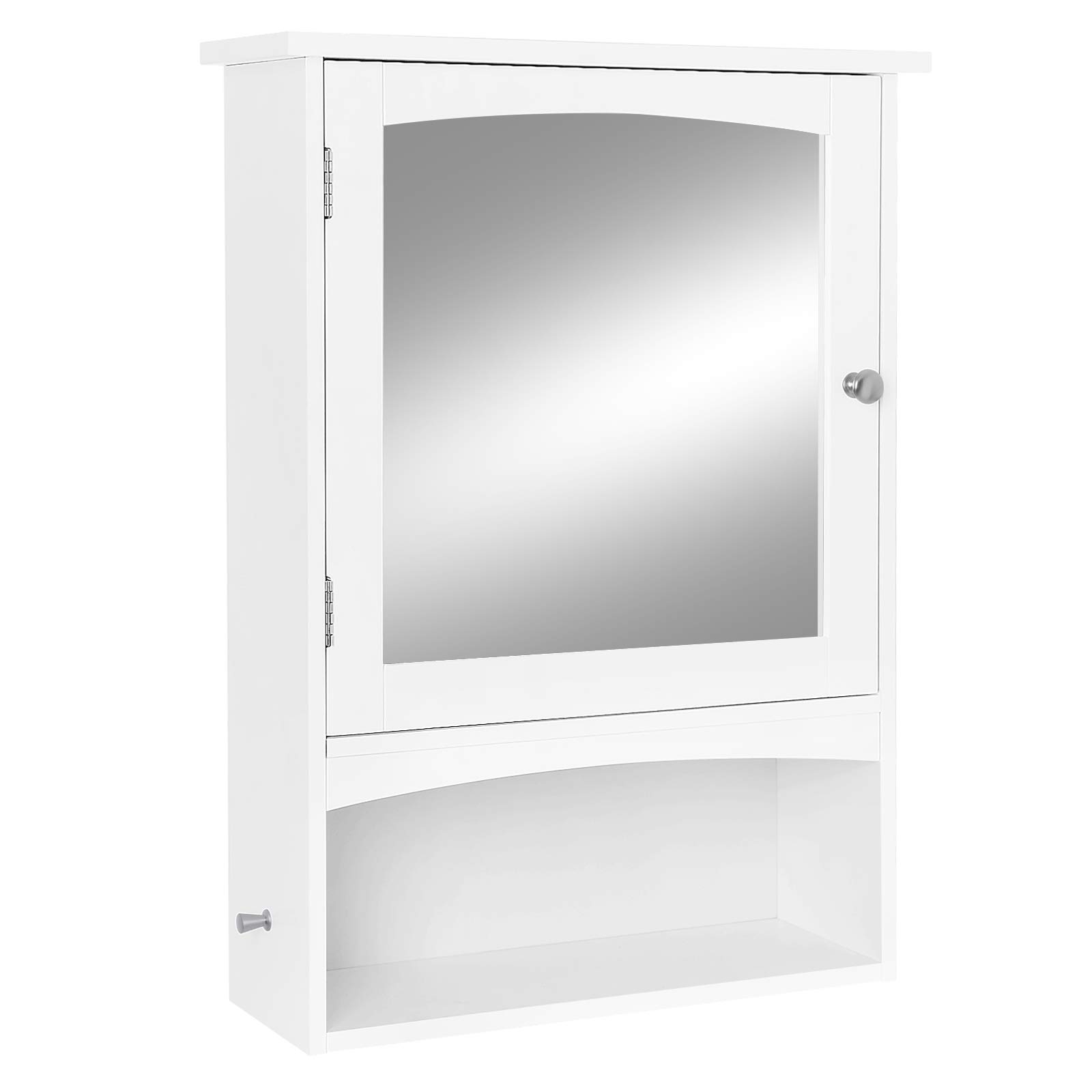 VASAGLE White Wooden Mirror Cabinet with Storage - Bathroom Wall Mounted Medicine Cabinet for Toiletries & Essentials - Perfect for Small Bathrooms & Vanity Organization
