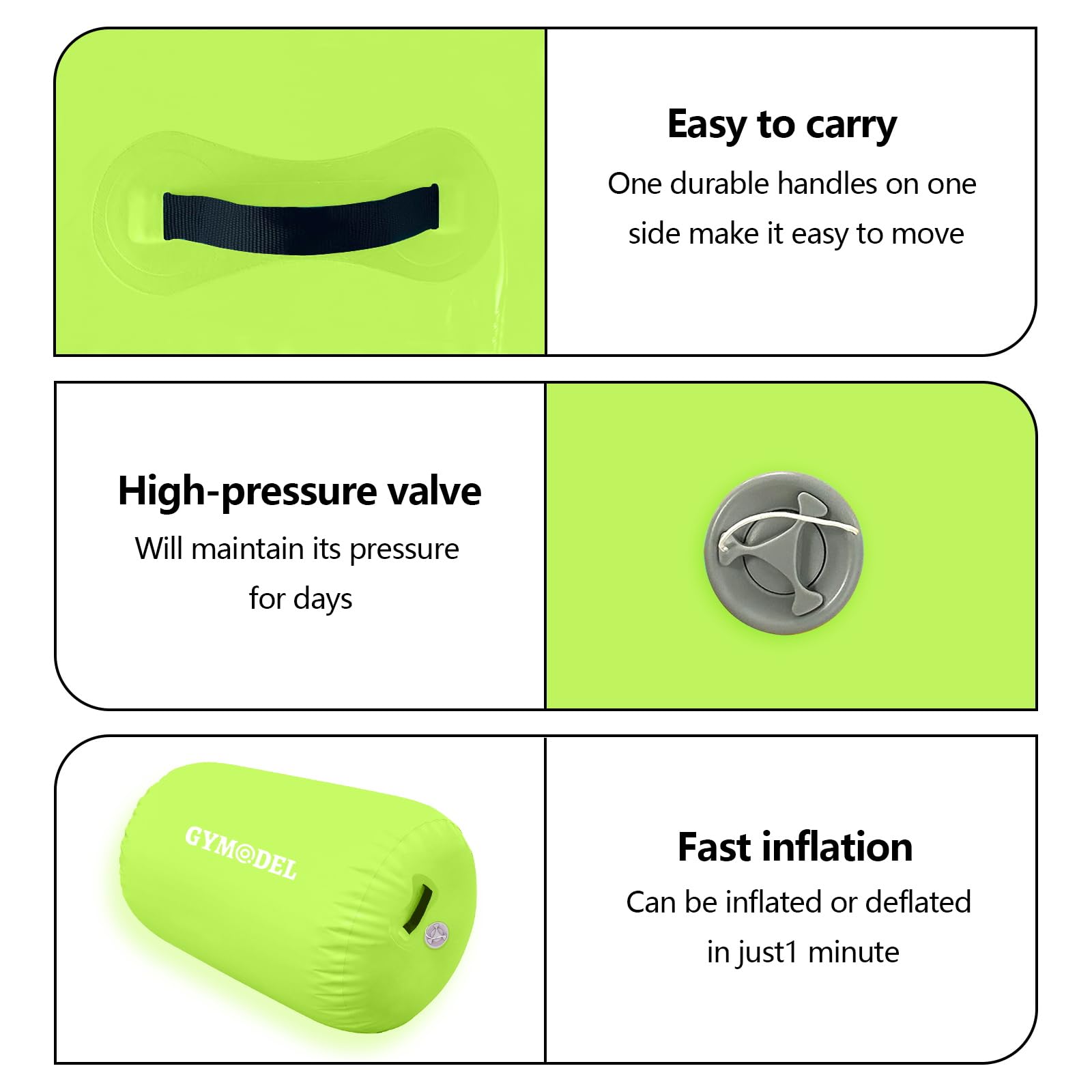 Inflatable Gymnastics Barrel Roller - Air Tumbling Mat for Back Handspring Training, Cheerleading, Yoga | Portable Home & Outdoor Use with Pump | Perfect for Gymnasts, Cheerleaders & Fitness Enthusiasts