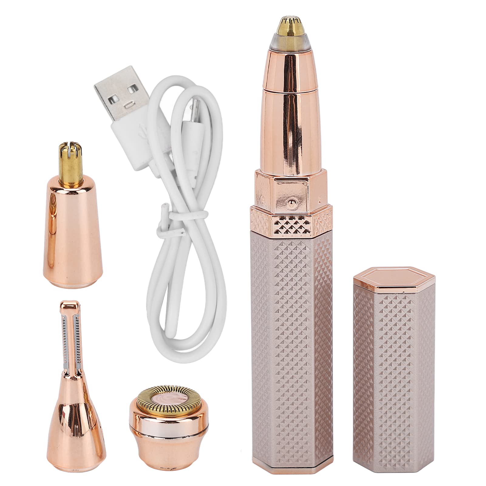 4-in-1 Electric Eyebrow Trimmer & Facial Hair Remover for Women & Men - Rechargeable Eyebrow Shaver, Body Hair Trimmer for Smooth Skin - Perfect for Eyebrow Grooming, Facial Hair Removal & Body Care at Home or Travel
