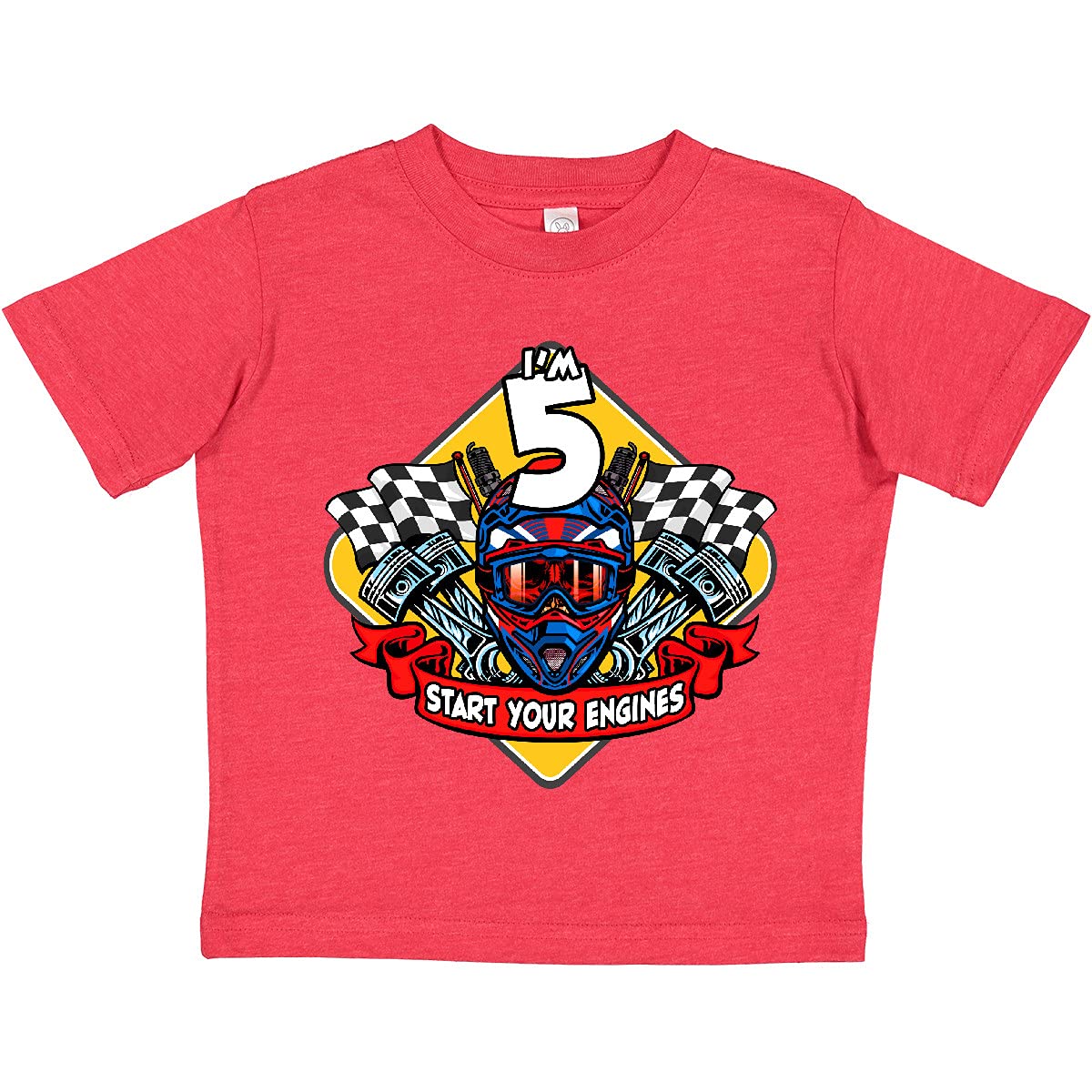 Inktastic Race Car 5th Birthday Toddler T-Shirt - Fun Toddler Boy Outfit for Birthday Parties, Races & Playtime