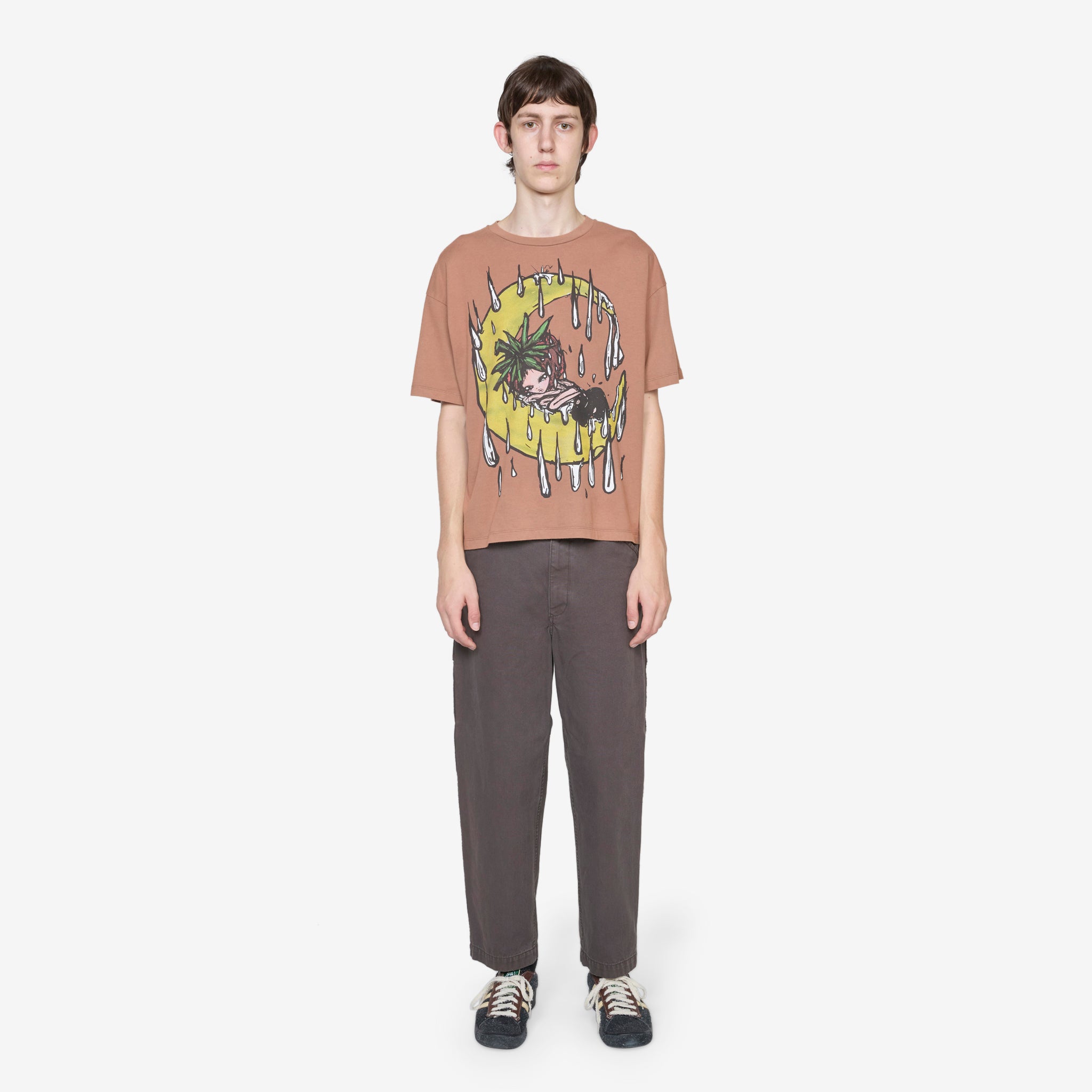 Eri Knit Brown T-Shirt for Women - Soft Cotton Casual Tee for Everyday Wear, Outings & Layering