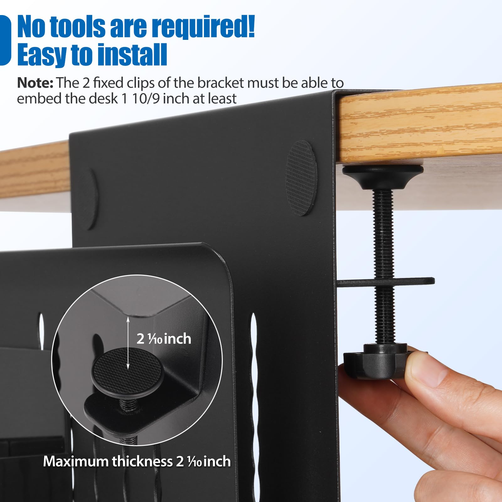 Clamp-On Desk Shelf Organizer - Laptop Side Storage Holder & Standing Desk Drawer for Office Supplies | Space-Saving Black Workspace Solution for Home Office & Studio Essentials
