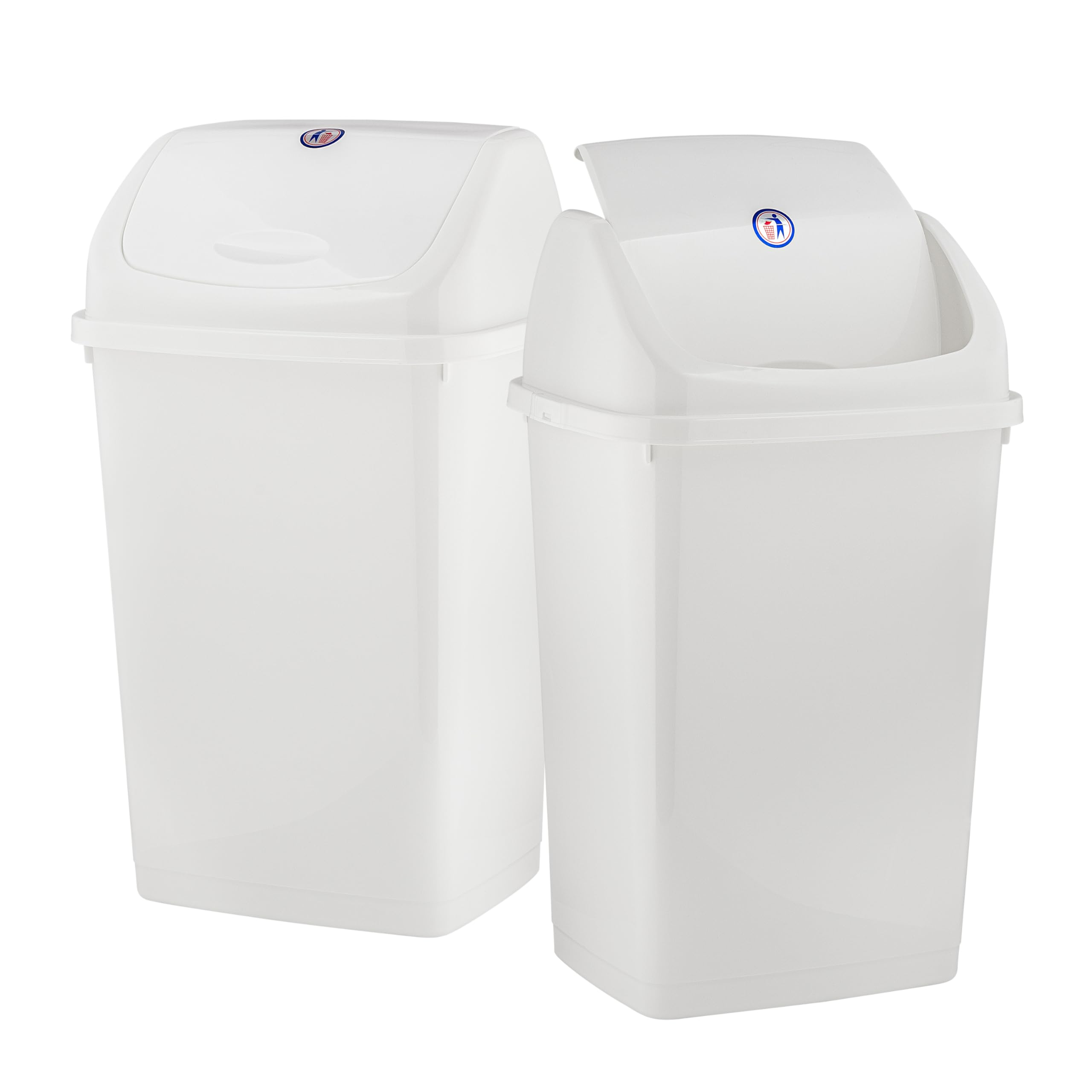 Superior 13 Gallon Kitchen Trash Can with Swing Lid - Large 52 Qt Plastic Garbage Bin for Indoor & Outdoor Use - Waste Basket for Home, Office, Garage, Patio, Restaurant - Perfect for Kitchen Waste Disposal & Recycling (White)