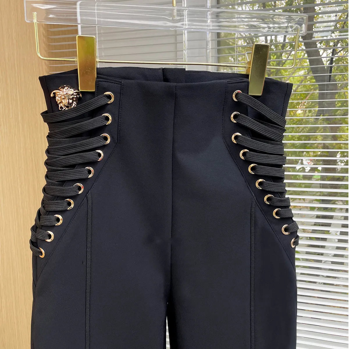 Stretchy Women's Pencil Pants - Black & White Skinny Trousers with Bandage Waist | European Street Style | Perfect for Work, Office & Night Out