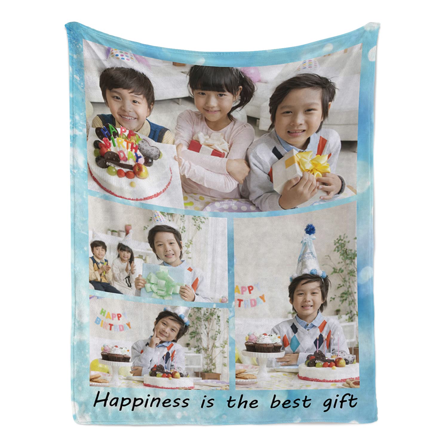 Personalized Photo Blankets - Custom Collage Throw Blanket with 4 Pictures (80x60 Inches) for Kids, Adults & Family | Unique Gift for Anniversary, Birthday & Home Decor | Soft Fleece Blanket for Couch, Bed & Travel