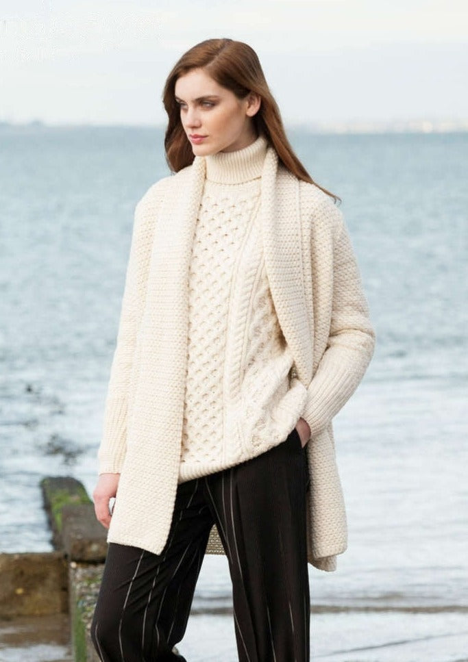 Ireland's Eye Women's Kilcoole Knit Cardigan Coatigan - Soft Wool Blend Wrap Cardigan for Women | Cozy Winter Layering, Casual Outfits & Office Wear