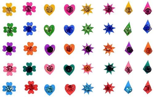 40 Pcs Stylish Multicolor Designer Bindis for Women & Girls - Gold Beauty Forehead Decoration for Parties, Weddings & Festivals