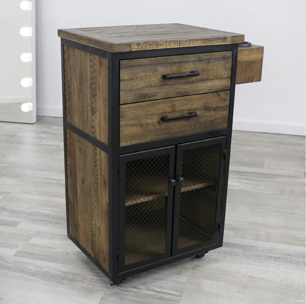 Reclaimed Wood Station Stand - Rustic Entryway Organizer for Keys, Mail & Essentials | Perfect for Farmhouse, Industrial & Modern Home Decor