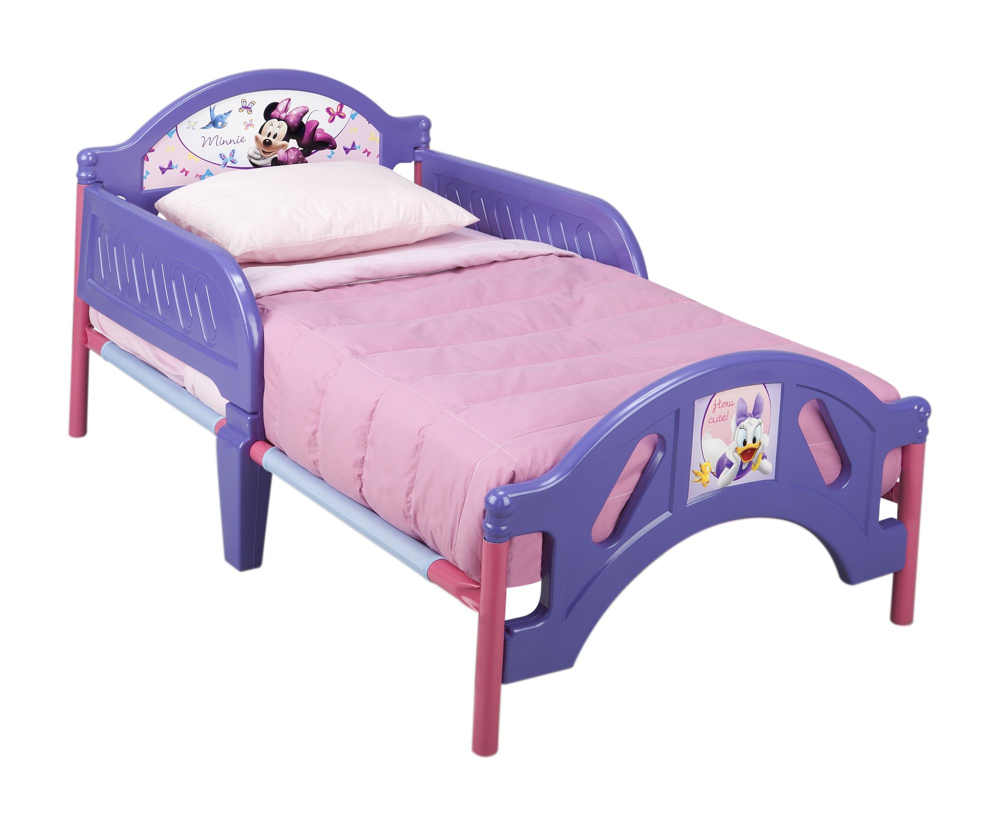 Disney Minnie Mouse Plastic Toddler Bed - Cute & Safe Kids Bed for Girls Room, Nursery, Daycare - Perfect for Toddler Sleep & Playtime