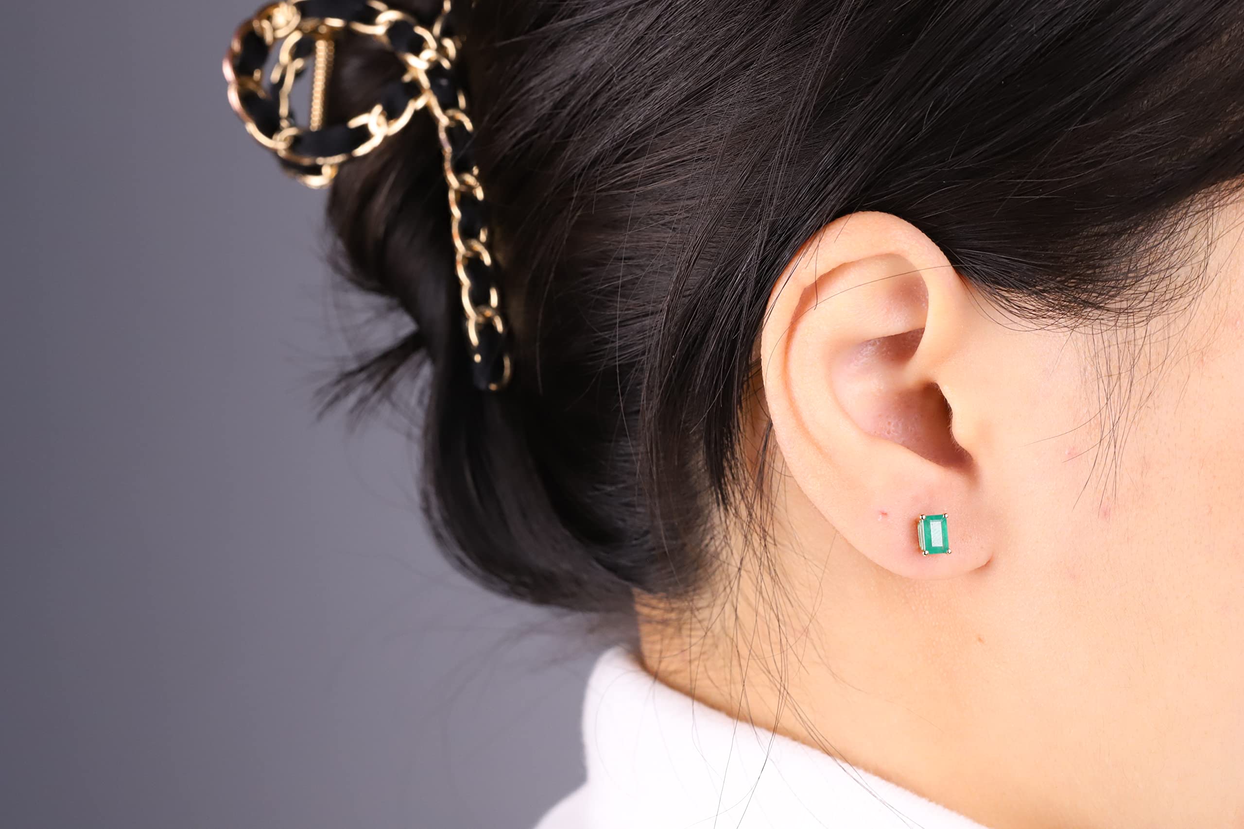 10K Yellow Gold Natural Zambian Emerald Earrings for Women | Ethically Sourced Handcrafted Jewelry | Perfect Holiday, Birthday & Anniversary Gift | Elegant for Parties, Weddings & Special Occasions
