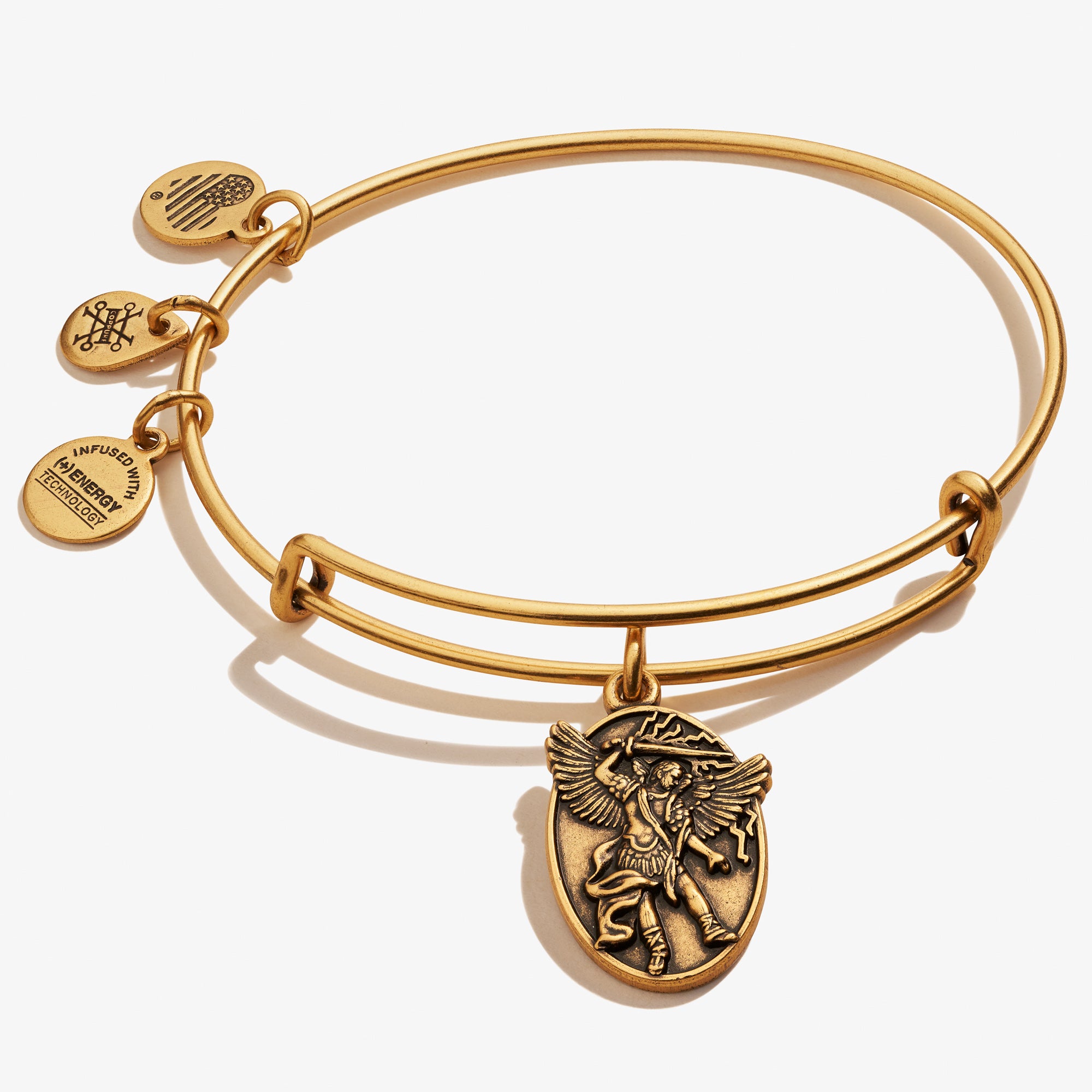 Archangel Michael Charm Bangle - Sterling Silver Religious Jewelry for Protection & Faith - Perfect for Prayer, Meditation & Spiritual Gifts