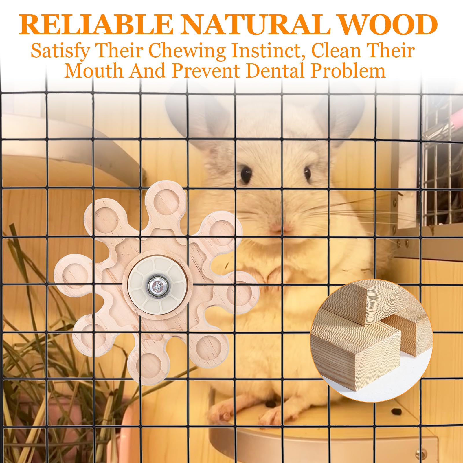 Rotating Wooden Chew Toys for Chinchillas, Guinea Pigs, Hamsters & Rabbits - Interactive Small Animal Cage Accessories for Teeth Grinding & Stress Relief - Perfect for Hanging in Cages & Playtime Enrichment