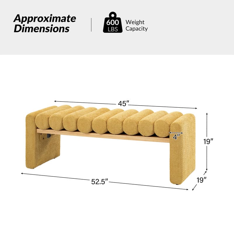 Modern Functional Bench with Solid Wood Seat Frame - Stylish Entryway, Living Room, or Bedroom Seating - Durable & Comfortable for Home Decor