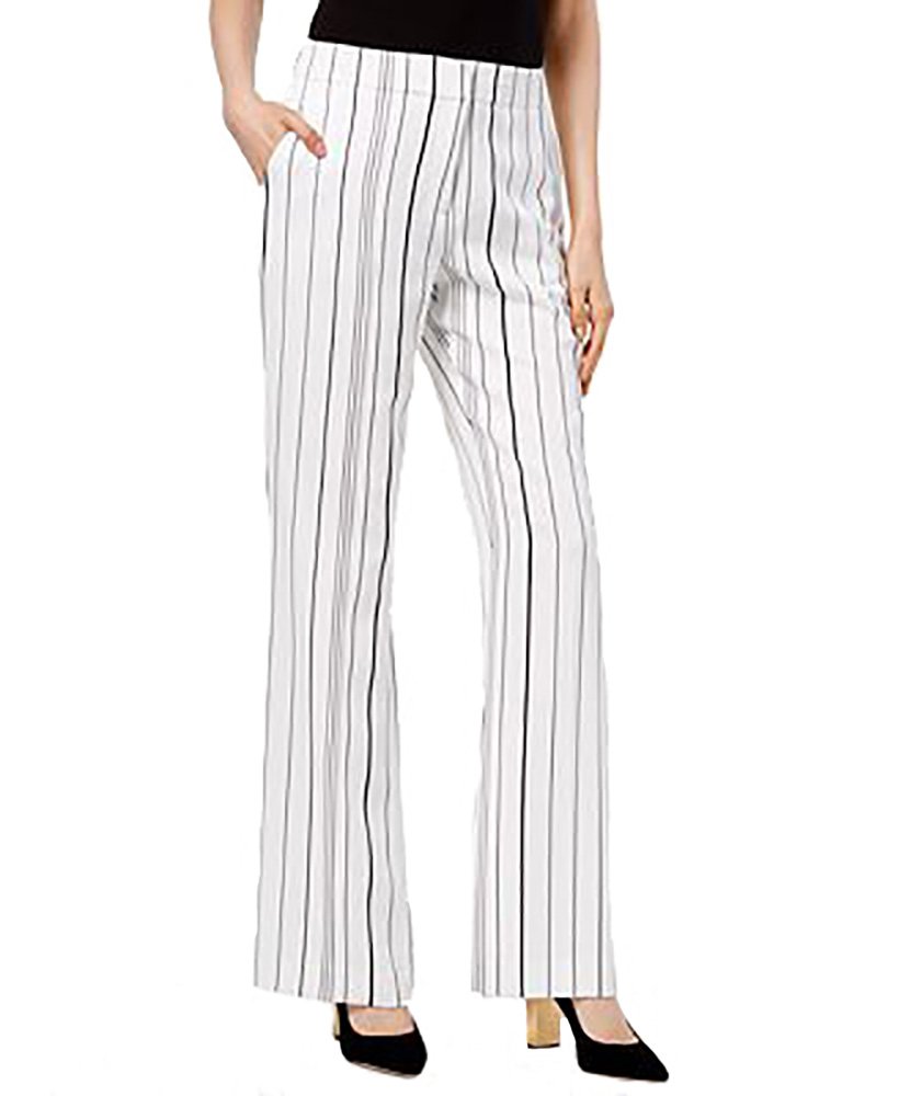 Calvin Klein Women's Striped Wide-Leg Lounge Pants - Comfortable High Waist Casual Trousers for Yoga, Travel & Home Wear