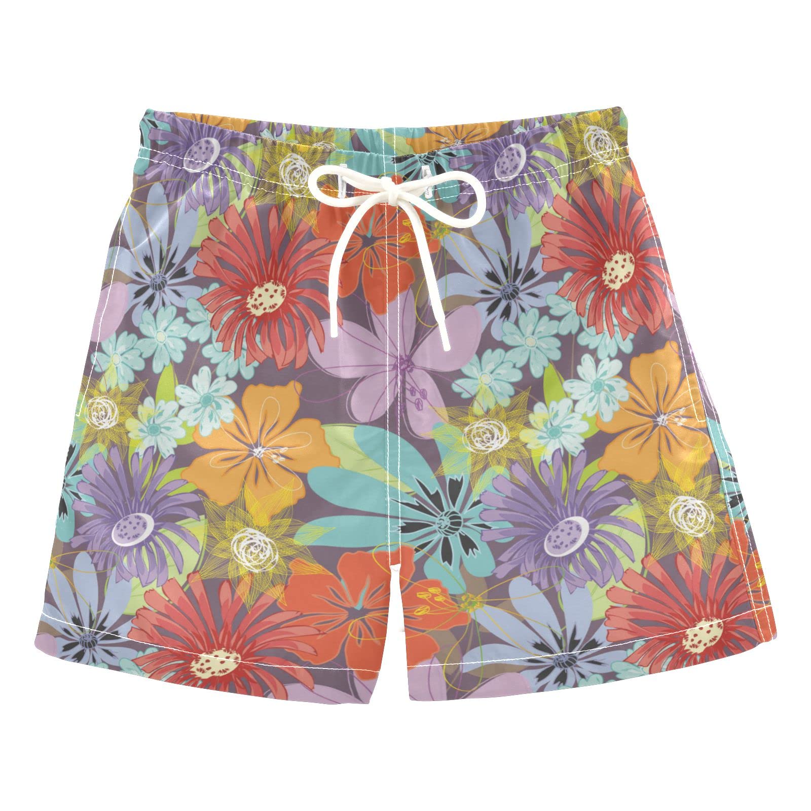 Boys Floral Swim Trunks for Toddlers 2-8 Years - Quick Dry Bathing Suits with Watercolor Flower Design | Perfect for Pool, Beach & Summer Water Activities
