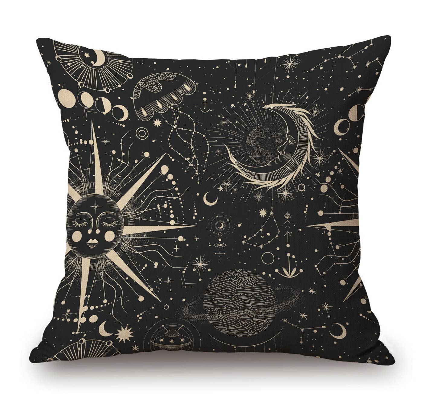 Celestial Star Pattern Throw Pillow Cover 18x18 Inches - Space Themed Decorative Cushion Case for Sofa, Couch, Chair & Bed - Perfect for Living Room, Bedroom & Home Decor