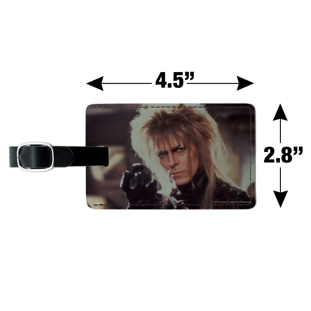 Labyrinth Goblin King Crystal Ball Rectangle Leather Luggage Tag - Vintage Gothic Travel ID Card Holder for Suitcases & Backpacks - Perfect for Cosplay, Halloween & Fantasy Themed Events
