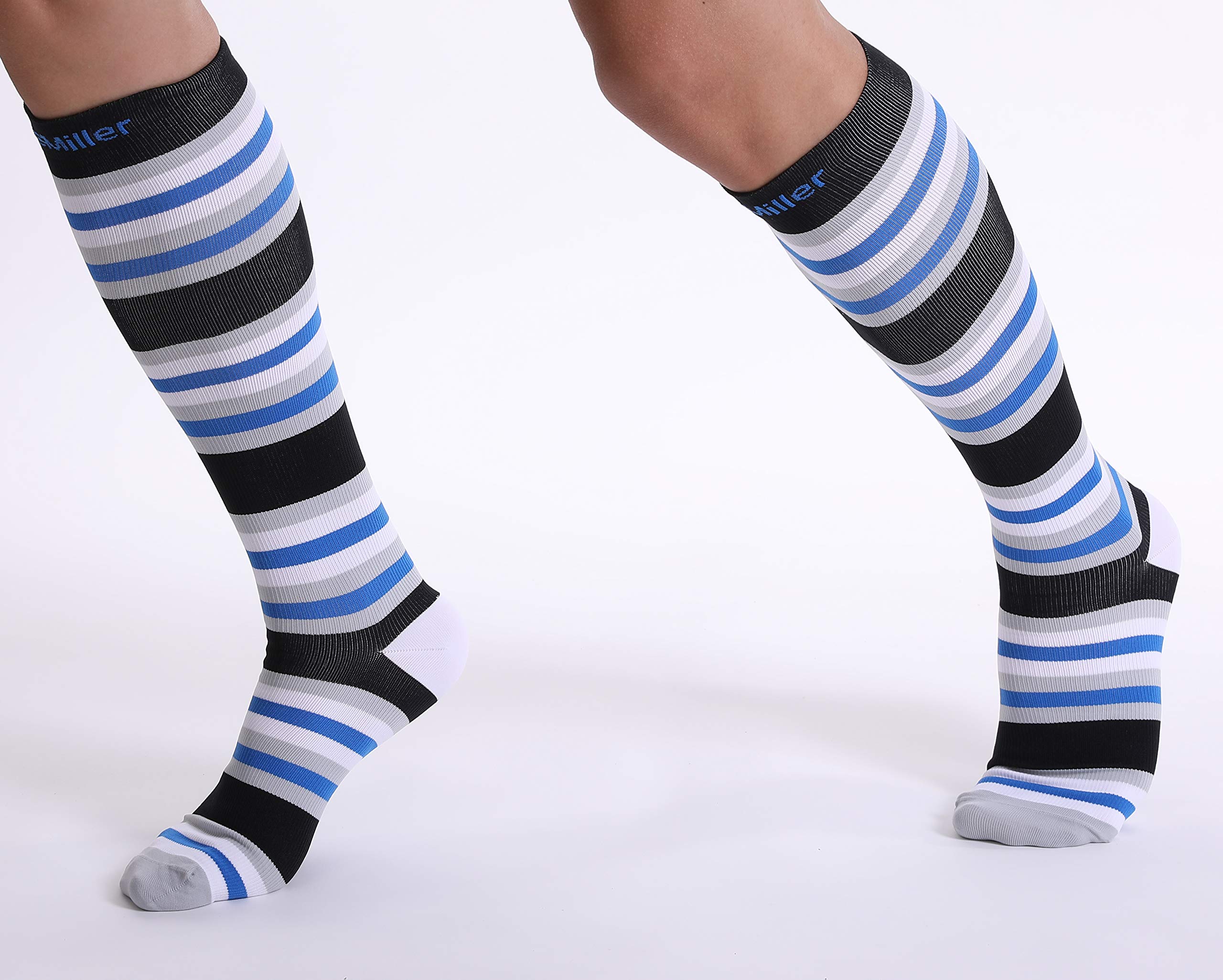 Doc Miller Medical Grade Compression Socks (15-20mmHg) for Men & Women - Knee High Support Socks for Sports, Travel, Nursing, Pregnancy & Varicose Veins Relief - Perfect for Running, Hospital Work & Long Flights (1 Pair)