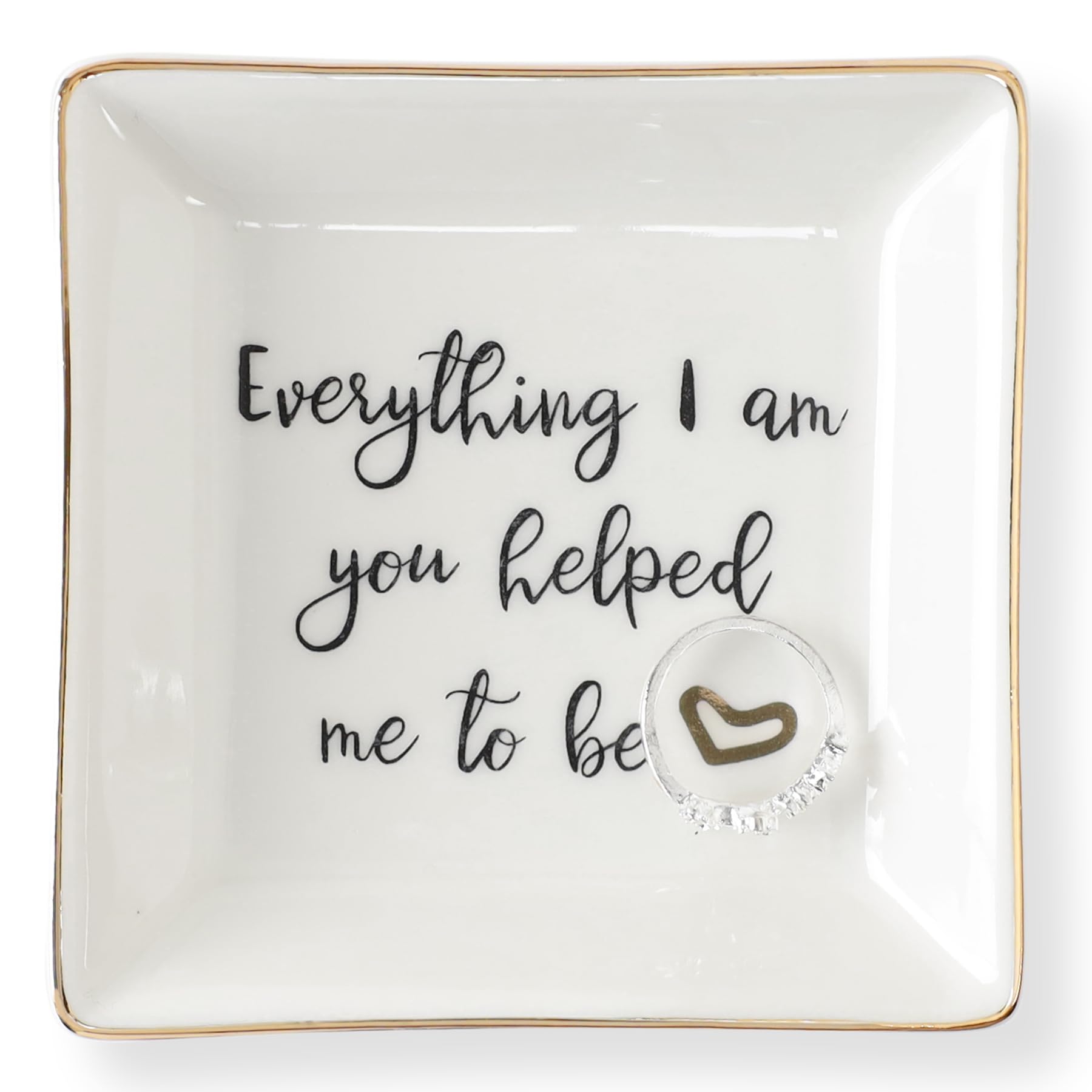 HOME SMILE Elegant Ceramic Ring Dish - Jewelry Tray for Rings, Earrings & Small Accessories - Perfect Gift for Women, Mom, Sister & Friends - Great for Bathroom, Bedroom & Vanity Organizer