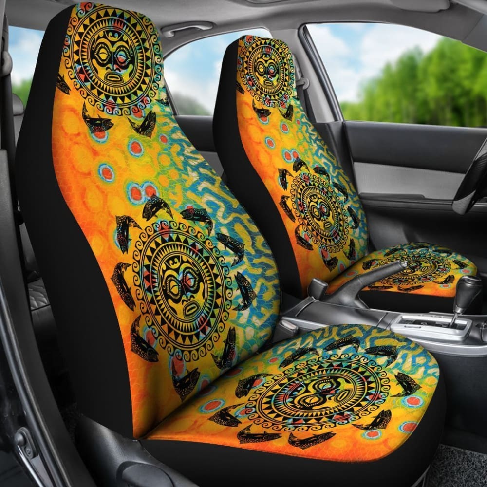 Brook Trout Hawaii Tiki Face Pattern Fishing Car Seat Covers - Waterproof & Durable for Trucks, SUVs & Boats - Perfect for Outdoor Enthusiasts & Anglers