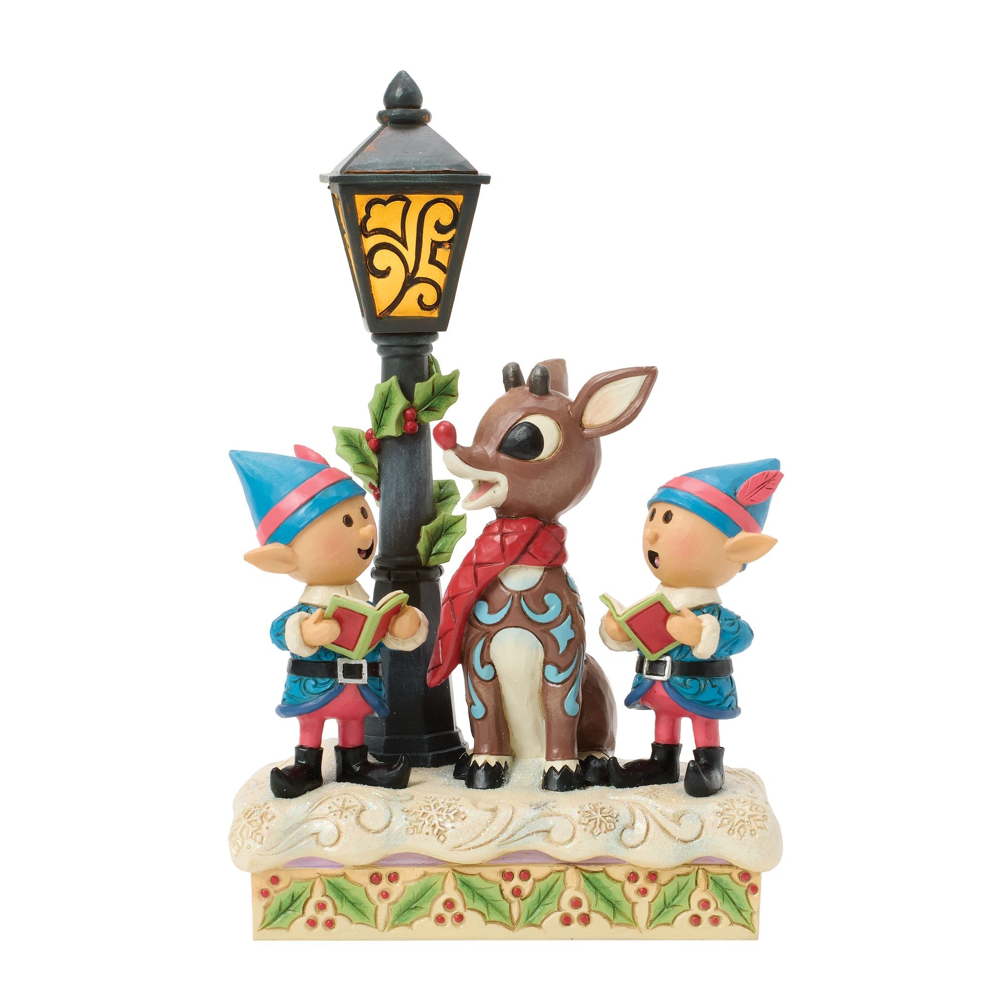 Rudolph and Elves Caroling Christmas Decorations - Festive Holiday Home Decor for Xmas Tree, Mantel & Party Decorations