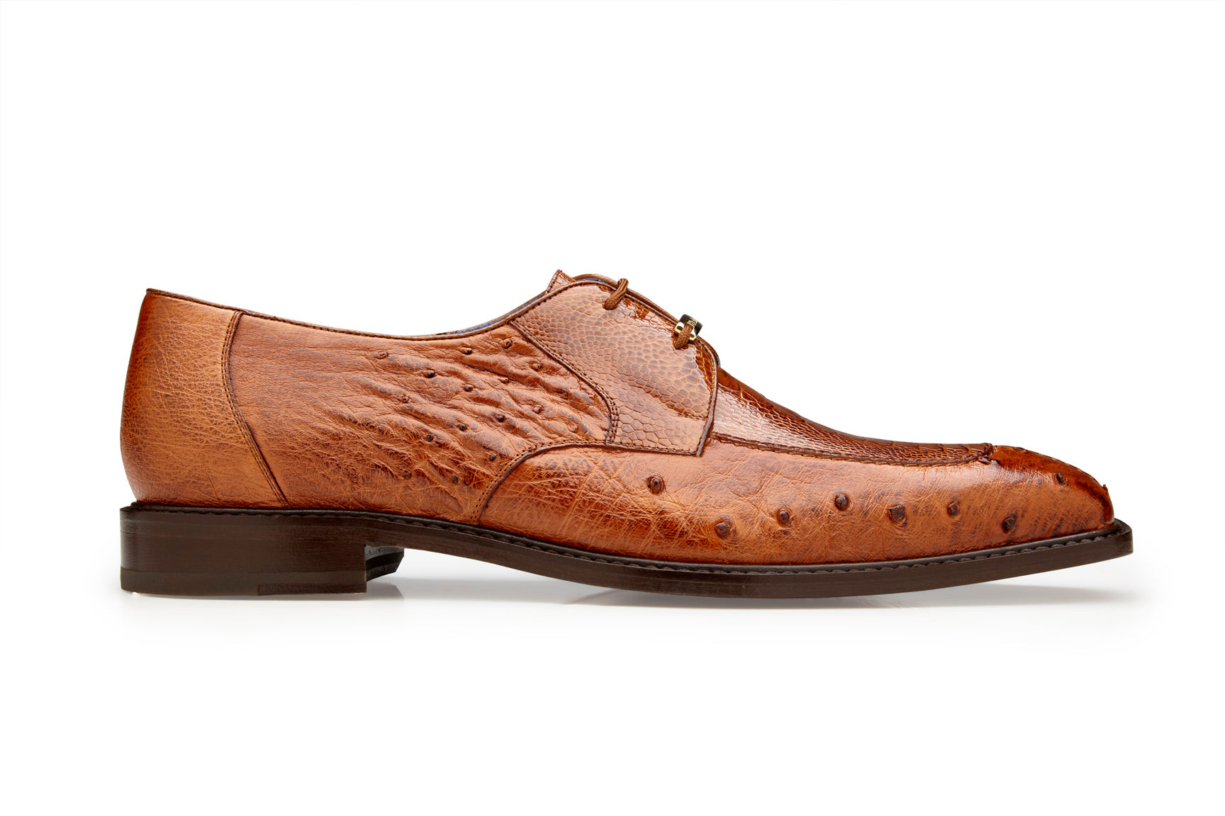 Belvedere Bolero Genuine Ostrich Leg & Quill Dress Shoes - Almond Color Size R43 | Luxury Formal Footwear for Weddings, Business Meetings & Special Occasions