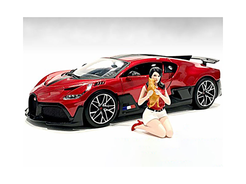 1/18 Scale American Diorama Girls Night Out Gigi with Cat Figurine - Perfect for Dollhouse Miniatures, Model Car Displays & Collectible Scenes
