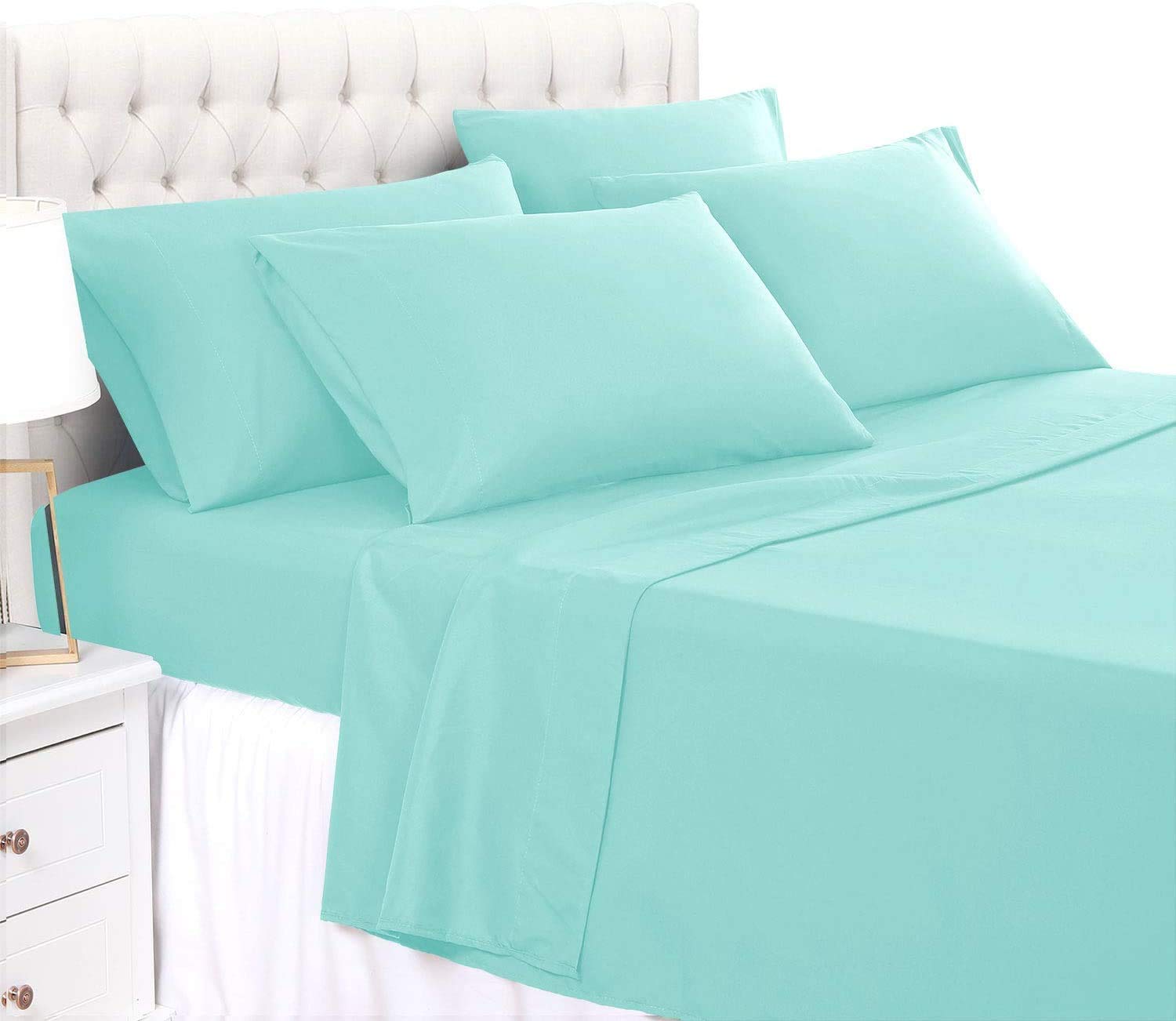 4Pcs California King Sheets Set - 800 Thread Count 100% Organic Cotton Bedding, Soft & Smooth Single Ply Deep Pocket Sheets Fits Mattress Up to 20