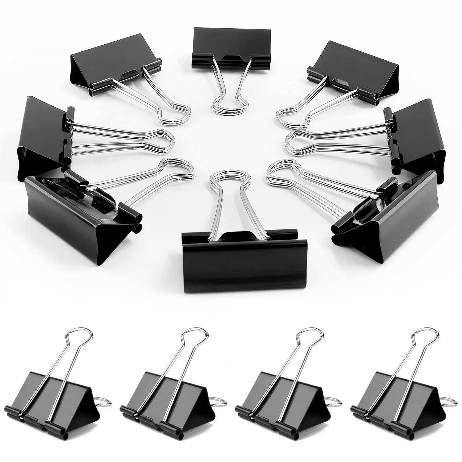72 Pack Medium Binder Clips 1 Inch - Black Paper Clips for Office, School & Home - Strong Hold Document Clips with Storage Container - Perfect for Organizing Files, Reports & Art Projects