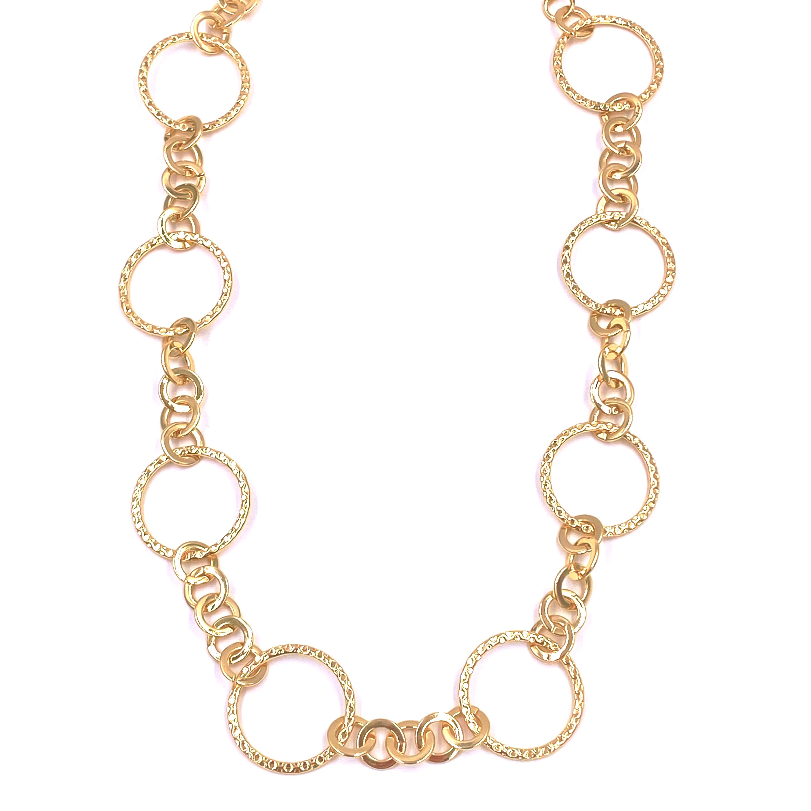Ashley Gold Stainless Steel 8 Circle Round Link Chain Necklace - 18K Gold Plated Women's Jewelry for Everyday Wear & Special Occasions