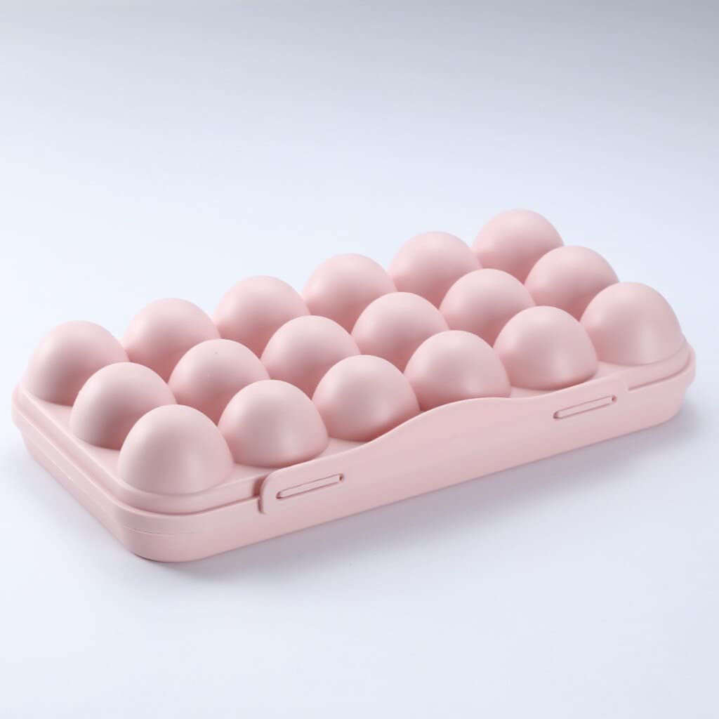 TGOPIT 18-Grid BPA-Free Plastic Egg Holder for Refrigerator - Stackable Fridge Organizer with Lid, Space-Saving Egg Storage Container (Pink) - Perfect for Kitchen Organization, Breakfast Meal Prep & Refrigerator Storage Solutions