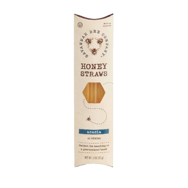Savannah Bee Company Honey Straws - Pure Natural Honey Sticks for Tea, Coffee & On-the-Go Snacks | Portable Single-Serve Honey Packets for Office, Travel & Camping