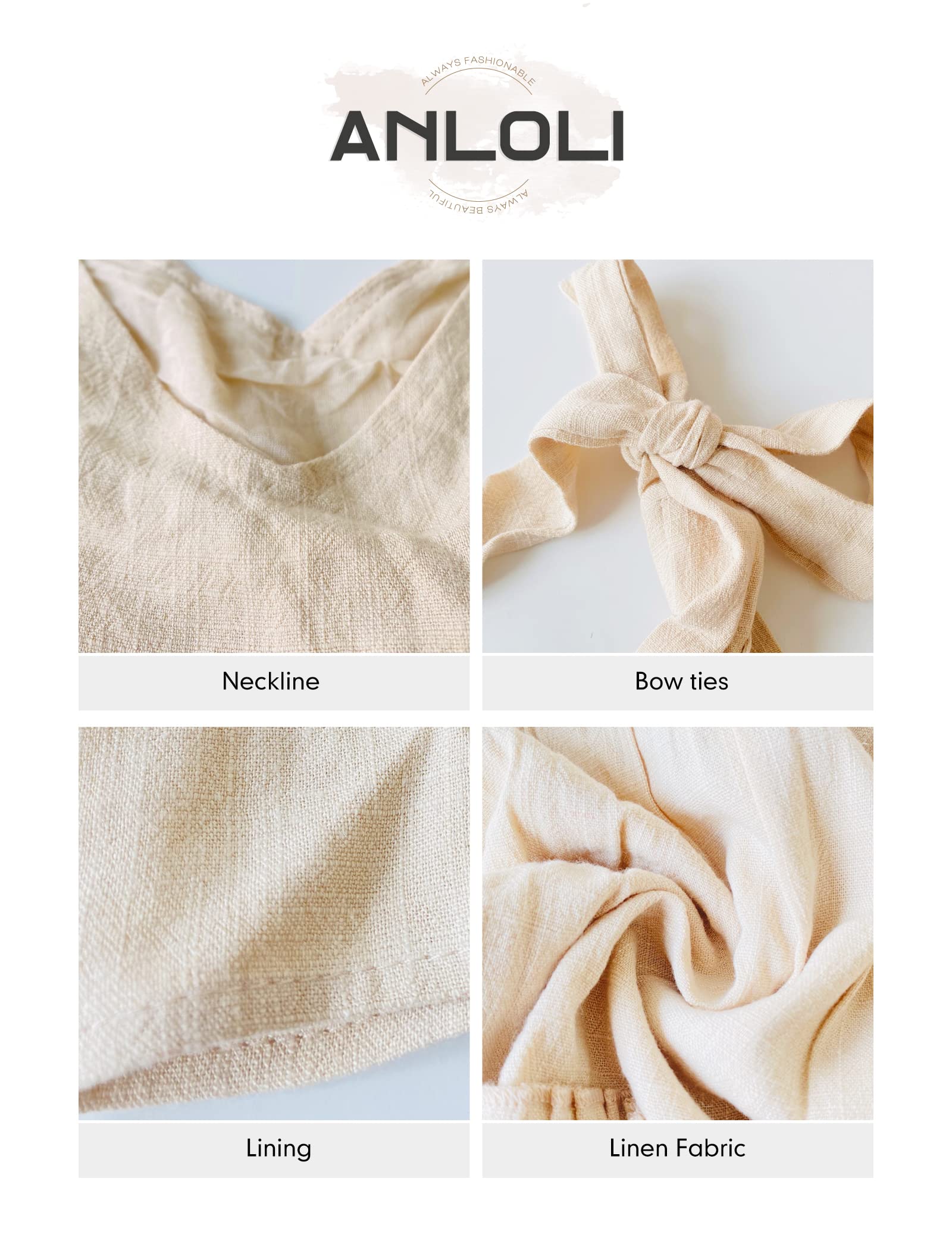 Anloli Women's Summer V-Neck Tie Strap Ruffle Sleeveless Mini Linen Dress - Perfect for Beach Vacations, Date Nights & Casual Outings