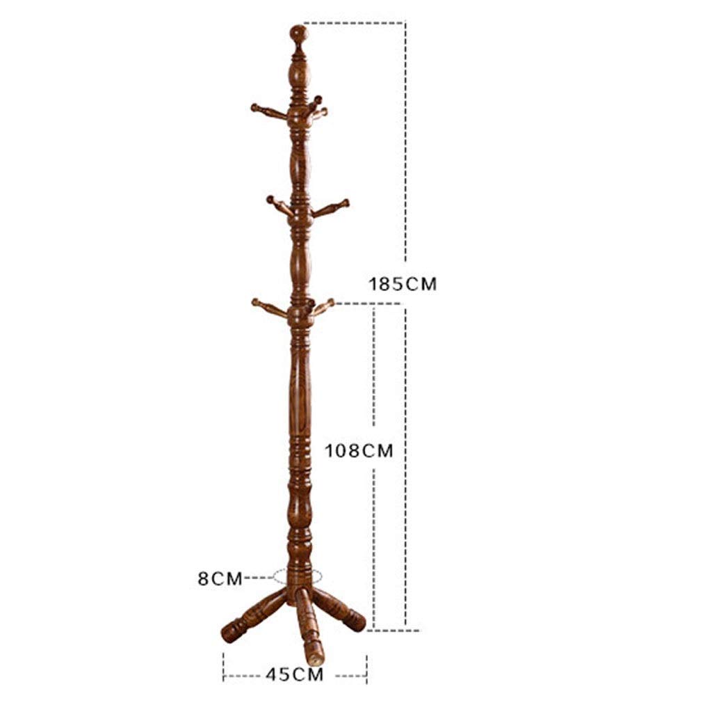9-Hook Free Standing Wooden Coat Rack - 185cm Tall Entryway Hanger for Hats, Clothes & Scarves | Durable Wood Coat Stand for Hallway, Bedroom & Office Organization